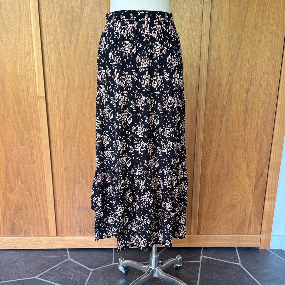 ba&sh Floral Black Maxi Skirt